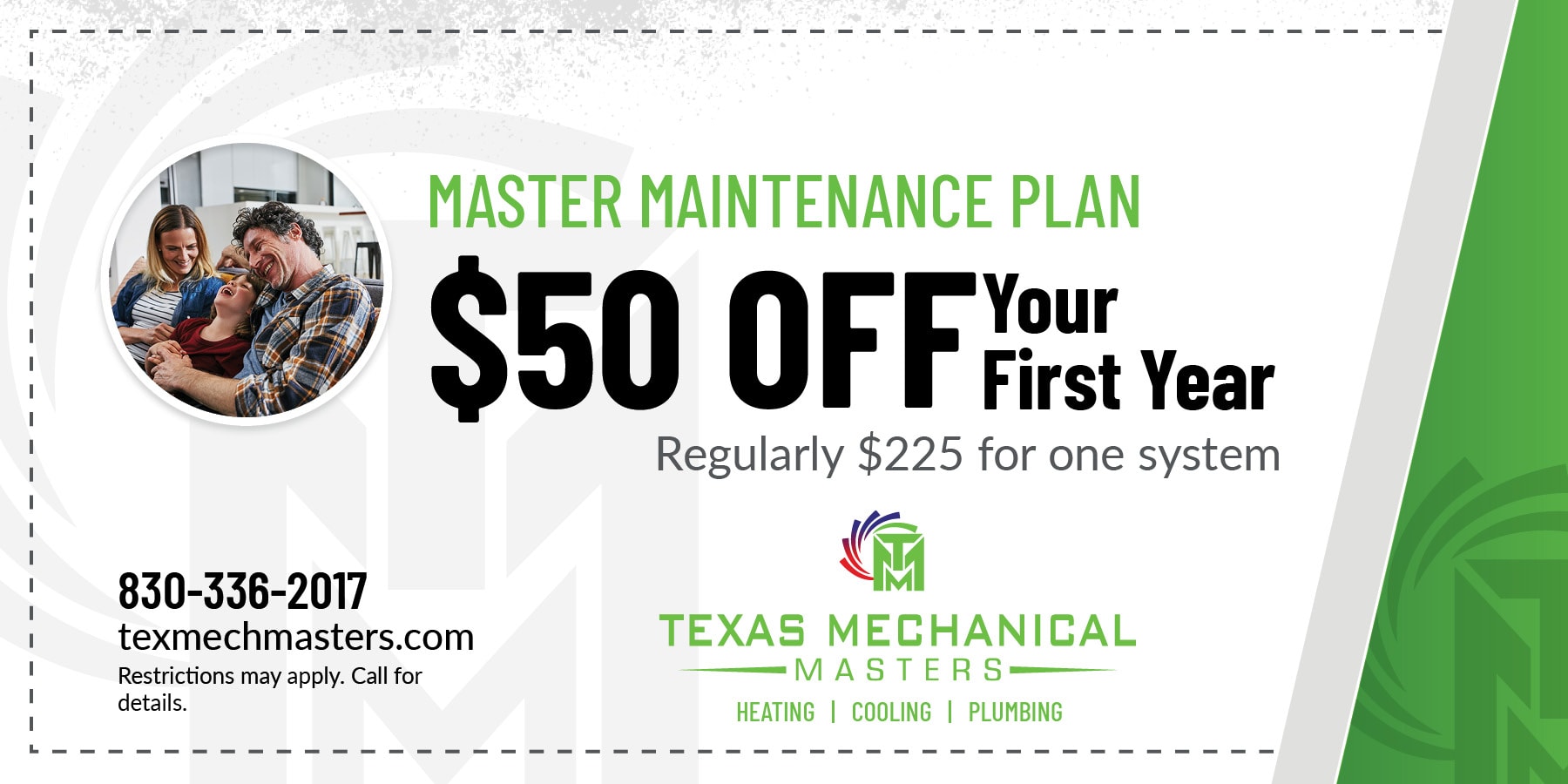  off your first year Master Maintenance Plan